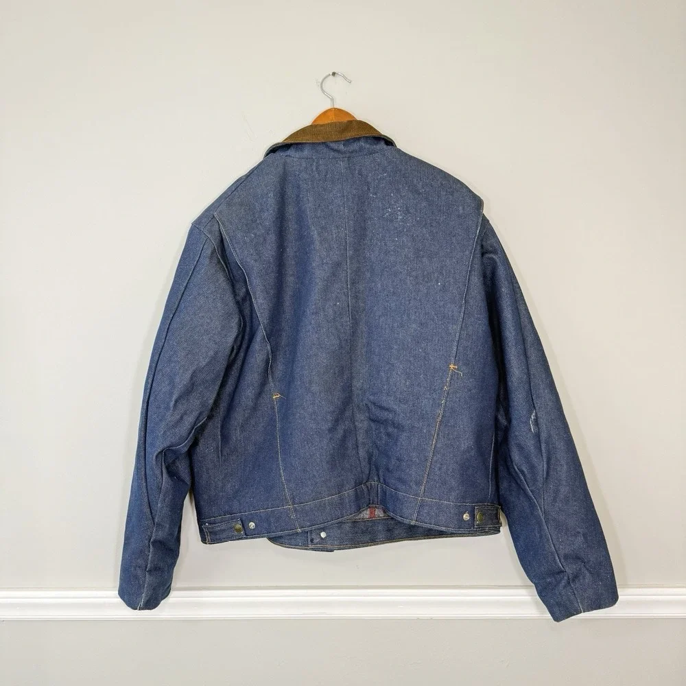 Vtg Key Imperial Blanket Lined Denim Snap Jacket Sz‎ 48R Made In USA Workwear